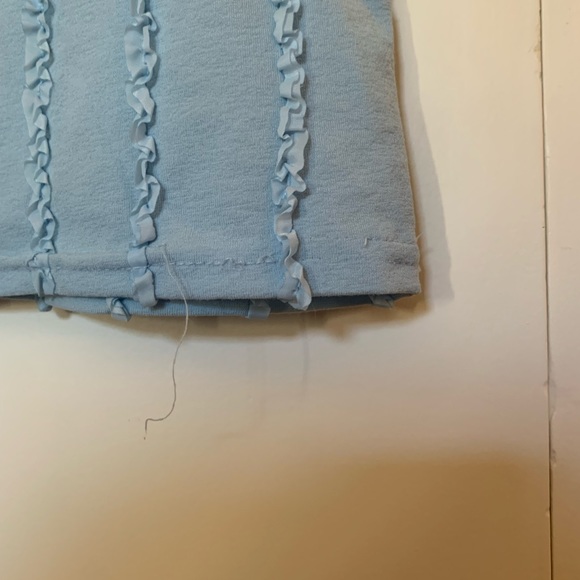 Vintage blue ruffle stripe detail stretchy tank - Picture 5 of 5